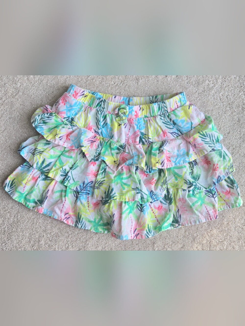 Sonoma Pastel Tropical Ruffle Skirt - Pink Blue Yellow Green